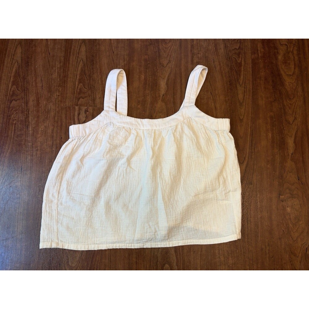 Pact Women's Coastal Double Gauze Breezy Cami  Tank Top Small Sea Salt White